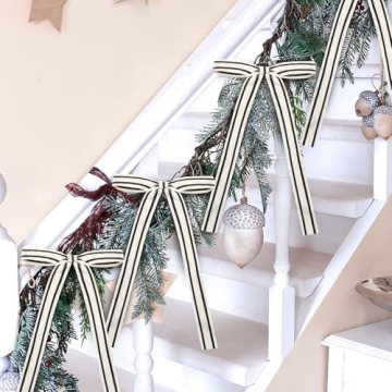 Glitinsel 12 Pcs Cotton Christmas Bows Decor for Holiday