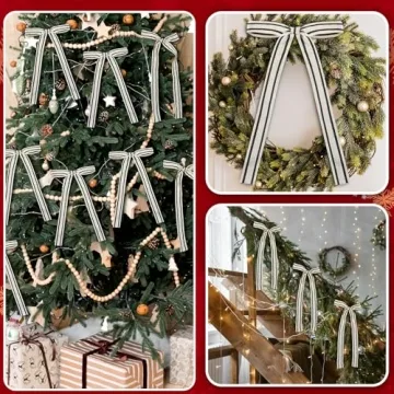 Glitinsel 12 Pcs Cotton Christmas Bows Decor for Holiday