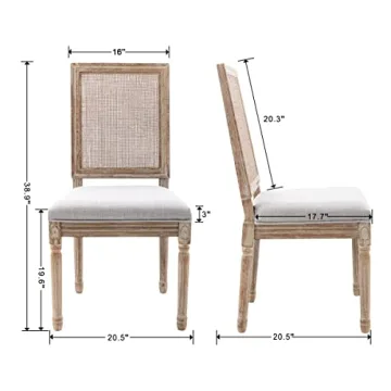 Guyou Farmhouse Dining Chairs Set of 2 with Rattan Back