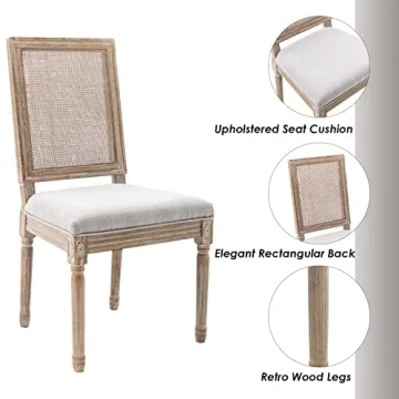 Guyou Farmhouse Dining Chairs Set of 2 with Rattan Back