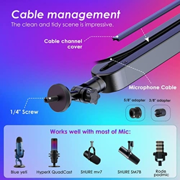 RGB Mic Boom Arm – Stylish & Sturdy Microphone Support