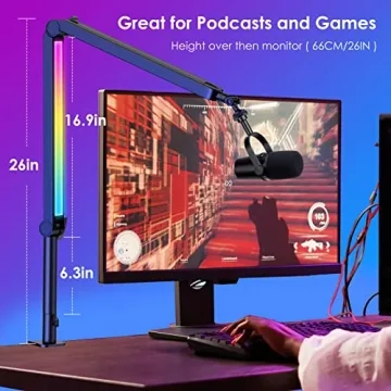 RGB Mic Boom Arm – Stylish & Sturdy Microphone Support