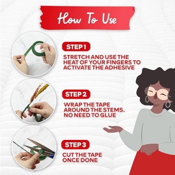 XFasten 1/2-Inch Wide Dark Green Floral Tapes - 2-Pack