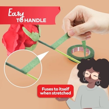 XFasten 1/2-Inch Wide Dark Green Floral Tapes - 2-Pack