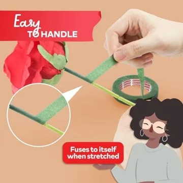 XFasten 1/2-Inch Wide Dark Green Floral Tapes - 2-Pack