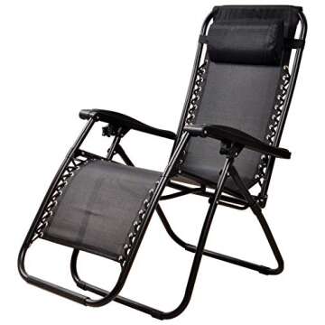 BalanceFrom Adjustable Zero Gravity Lounge Chair Recliners for Patio, Pool with Cup Holder (Black)
