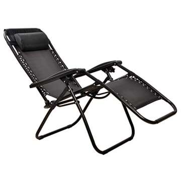 BalanceFrom Adjustable Zero Gravity Lounge Chair Recliners for Patio, Pool with Cup Holder (Black)