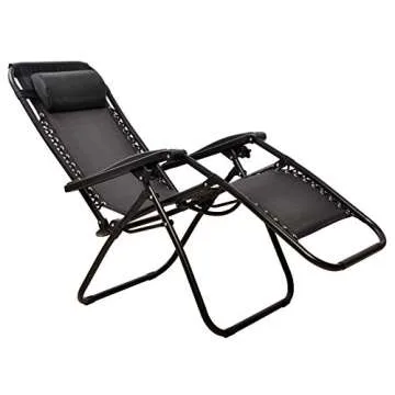 BalanceFrom Adjustable Zero Gravity Lounge Chair Recliners for Patio, Pool with Cup Holder (Black)