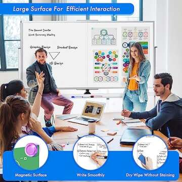 maxtek Rolling Whiteboard, 72x40 Large Double-Sided White Board Dry Erase on Wheels, Giant Magnetic ...