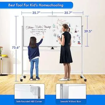 maxtek Rolling Whiteboard, 72x40 Large Double-Sided White Board Dry Erase on Wheels, Giant Magnetic White Board Standing for Office, School, Home Office, Homeschool(72 x 40)
