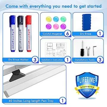 maxtek Rolling Whiteboard, 72x40 Large Double-Sided White Board Dry Erase on Wheels, Giant Magnetic White Board Standing for Office, School, Home Office, Homeschool(72 x 40)