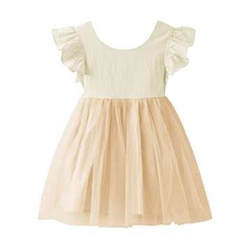 Dutebare Toddler Girls Tulle Tutu Dress Linen Ruffle Tie Back Sleeveless Kids Princess Party Dresses...