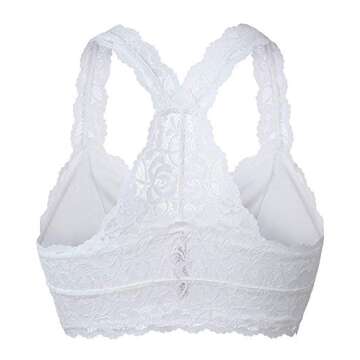 YIANNA Women White Floral Lace Bralette - Padded & Wireless Comfort