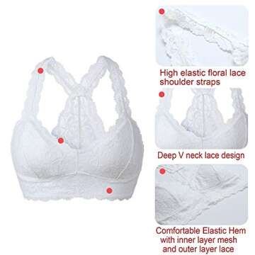 YIANNA Floral Lace Bralette - Padded & Wireless Comfort