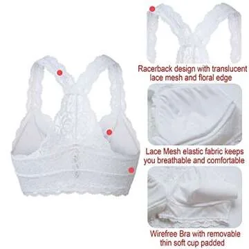 YIANNA Floral Lace Bralette - Padded & Wireless Comfort