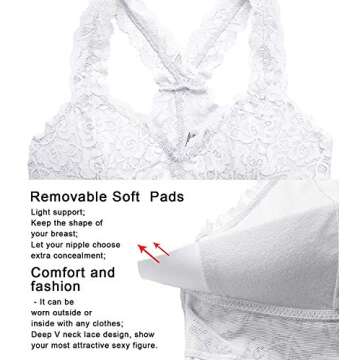 YIANNA Floral Lace Bralette - Padded & Wireless Comfort