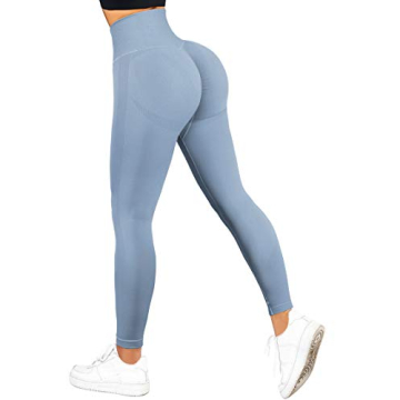 SUUKSESS Women Seamless Butt Lifting Leggings Light Blue