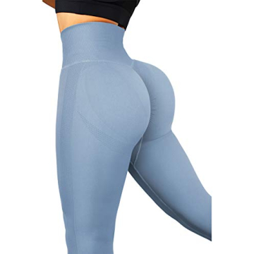 SUUKSESS Women Seamless Butt Lifting Leggings Light Blue