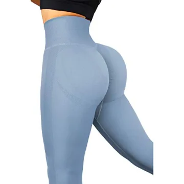 SUUKSESS Women Seamless Butt Lifting Leggings Light Blue