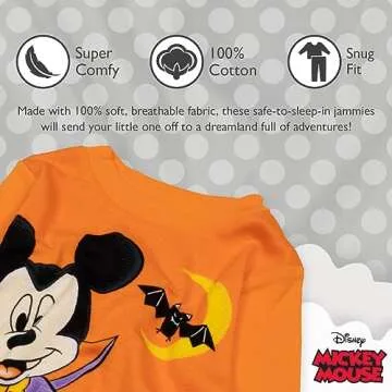 Disney Little Boys' 2-Piece Snug-fit Cotton Holiday Pajama Set, Soft & Cute for Kids, Vampire Mickey