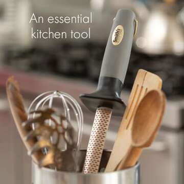 Smith’s 3001 10” Oval Diamond Sharpening Steel Rod – Grey – Oval Design – Rubber Grip Handle – Plastic Sharpening Tip