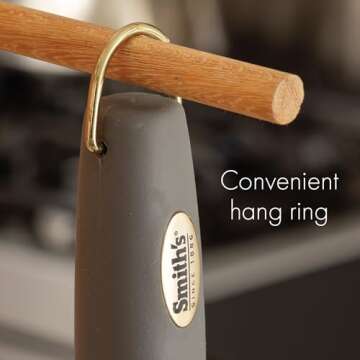 Smith’s 3001 10” Oval Diamond Sharpening Steel Rod – Grey – Oval Design – Rubber Grip Handle – Plastic Sharpening Tip