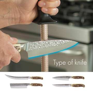 Smith’s 3001 10” Oval Diamond Sharpening Steel Rod – Grey – Oval Design – Rubber Grip Handle – Plastic Sharpening Tip