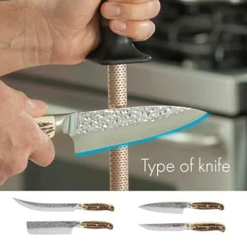 Smith’s 3001 10” Oval Diamond Sharpening Steel Rod – Grey – Oval Design – Rubber Grip Handle – Plastic Sharpening Tip