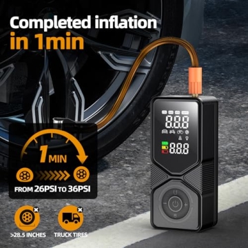 Tire Inflator Portable Air Compressor - 150PSI Cordless Air Pump for Car Tires with Digital Pressure...