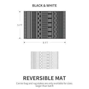 Outdoor Rug Carpet Waterproof 5x8 ft Patio Rug Mat Indoor Outdoor Area Rug for RV Camping Picnic Rev...