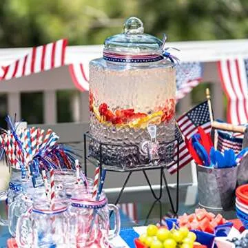 Whaline 200Pcs Independence Day Paper Straws Star Stripe Disposable Straws Red Blue White Drinking Well Crafted Straws for Juices Shakes Cocktail 4th of July Decoration Patriotic Party Event Supplies