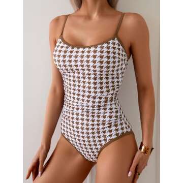 Eomenie Women's One Piece Swimsuit Tummy Control Slimming Bathing Suit Color Block Spaghetti Strap 1 Piece Swim Suit Swimwear