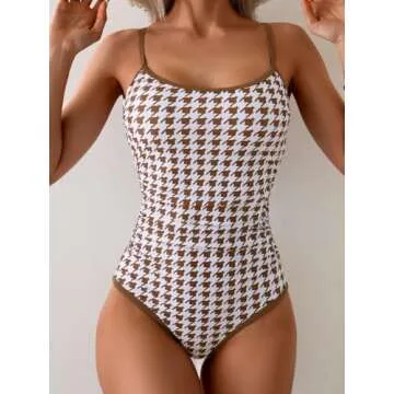 Eomenie Women's One Piece Swimsuit Tummy Control Slimming Bathing Suit Color Block Spaghetti Strap 1 Piece Swim Suit Swimwear