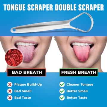Stainless Steel Tongue Scraper for Adults - 2 Pack with Cases