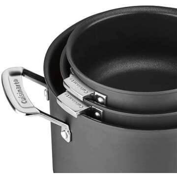 CUISINART N61-11 Nonstick Hard-Anodized Nesting Cookware Set, 11 Piece, Black