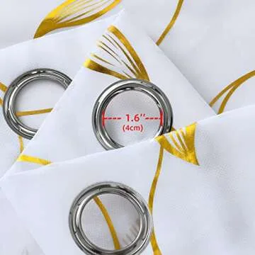 youleyar Gold Foil Print Voile Sheer Curtains,Wicker Grommet Top Window Drapes 96 Inches Long, Luxury Metallic Bronzing Treatment Panels for Home Window Decoration, 2 Panels