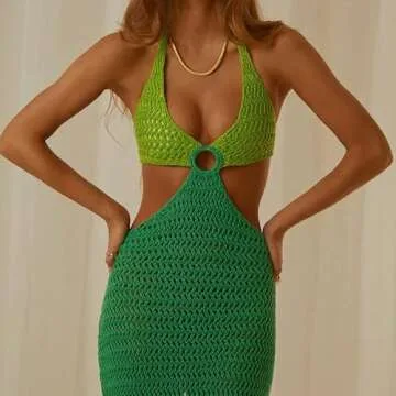 NUFIWI Vintage Tie Dye Bodycon Midi Dress for Women