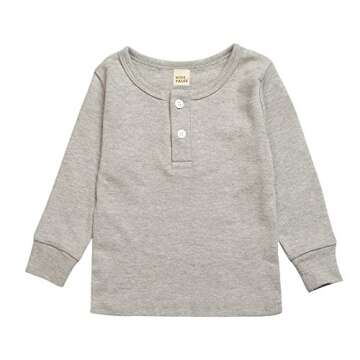 Kids Tales Little Boys Girls 2PCS Sleepwear Long Sleeve Sweatsuit Soft Cotton Solid Pajamas Sets Grey