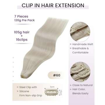 LaaVoo 24 Inch Clip in Hair Extensions - 140g Real Human Hair