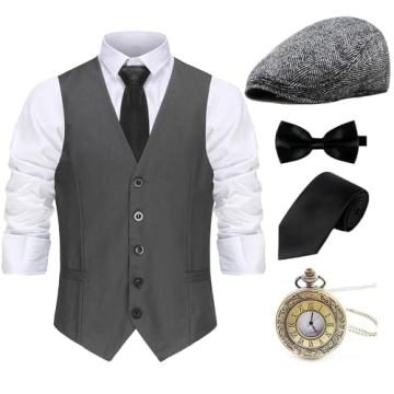 Gionforsy 1920s Mens Costume Gatsby Gangster Accessories Set for Themed Events