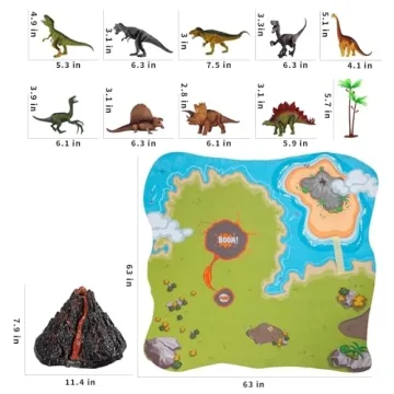 TEMI Dinosaur Volcano Playset for Kids 3-5 Years
