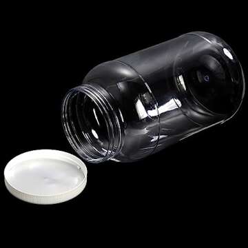 ZOOFOX 2 Pack Plastic Jars with Lids, 1 Gallon Wide Mouth Storage Containers, Empty Plastic Jars for Kitchen & Household Storage of Dry Goods, Peanut, Candy, Noodles