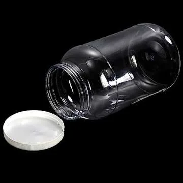 ZOOFOX 2 Pack Plastic Jars with Lids, 1 Gallon Wide Mouth Storage Containers, Empty Plastic Jars for Kitchen & Household Storage of Dry Goods, Peanut, Candy, Noodles