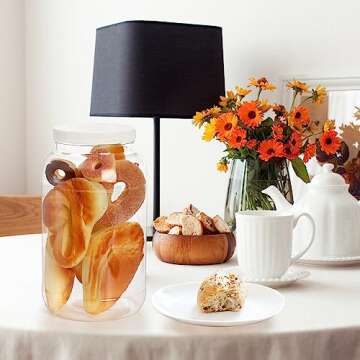 ZOOFOX 2 Pack Plastic Jars with Lids, 1 Gallon Wide Mouth Storage Containers, Empty Plastic Jars for Kitchen & Household Storage of Dry Goods, Peanut, Candy, Noodles