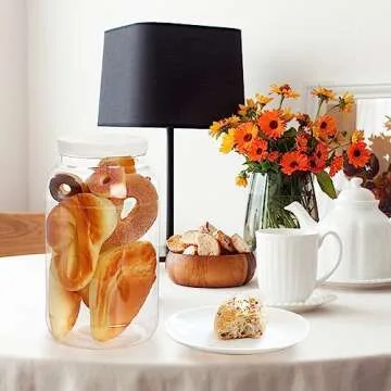 ZOOFOX 2 Pack Plastic Jars with Lids, 1 Gallon Wide Mouth Storage Containers, Empty Plastic Jars for Kitchen & Household Storage of Dry Goods, Peanut, Candy, Noodles