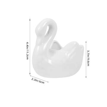 Yardwe White Swan Flowerpot Ceramic Swan Planter, Swan Shaped Pot for Succulents Home Decor Garden Decor (Without drainage holes)