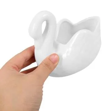 Yardwe White Swan Flowerpot Ceramic Swan Planter, Swan Shaped Pot for Succulents Home Decor Garden Decor (Without drainage holes)