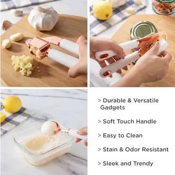 COOK WITH COLOR Kitchen Gadget Set Stainless Steel Utensils with Soft Touch Handles, Copper White, 7 Pieces