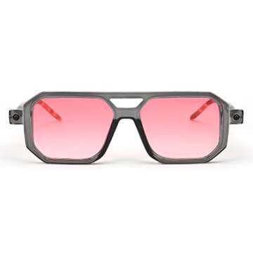 FEISEDY Vintage Square 70s Flat Aviator Sunglasses for Men and Women - Stylish & UV400 Protection