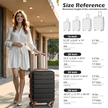 Coolife Luggage Set - Durable Hardshell Spinner Suitcases